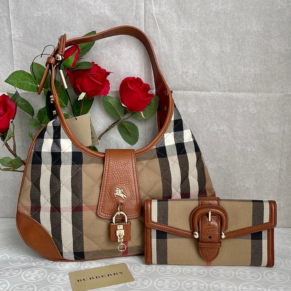 ✅RARE❤️‍🔥Burberry Set Burberry  Quilted House Check Canvas and Leather❤️‍🔥